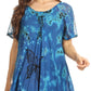 Sakkas Mayar Womens Tie-dye Short Sleeve Everyday Top Blouse with Lace & Corset