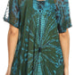 Sakkas Mayar Womens Tie-dye Short Sleeve Everyday Top Blouse with Lace & Corset
