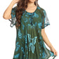 Sakkas Mayar Womens Tie-dye Short Sleeve Everyday Top Blouse with Lace & Corset