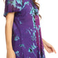 Sakkas Mayar Womens Tie-dye Short Sleeve Everyday Top Blouse with Lace & Corset