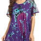 Sakkas Mayar Womens Tie-dye Short Sleeve Everyday Top Blouse with Lace & Corset