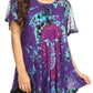 Sakkas Mayar Womens Tie-dye Short Sleeve Everyday Top Blouse with Lace & Corset
