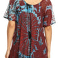 Sakkas Mayar Womens Tie-dye Short Sleeve Everyday Top Blouse with Lace & Corset