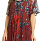 Sakkas Mayar Womens Tie-dye Short Sleeve Everyday Top Blouse with Lace & Corset