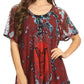Sakkas Mayar Womens Tie-dye Short Sleeve Everyday Top Blouse with Lace & Corset