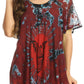Sakkas Mayar Womens Tie-dye Short Sleeve Everyday Top Blouse with Lace & Corset