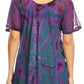 Sakkas Mayar Womens Tie-dye Short Sleeve Everyday Top Blouse with Lace & Corset
