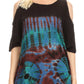 Sakkas Luz Womens Cold Shoulder Bohemian Ethnic Style Blouse Top Tie Dye Flare