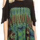 Sakkas Luz Womens Cold Shoulder Bohemian Ethnic Style Blouse Top Tie Dye Flare
