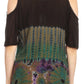 Sakkas Luz Womens Cold Shoulder Bohemian Ethnic Style Blouse Top Tie Dye Flare