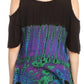 Sakkas Luz Womens Cold Shoulder Bohemian Ethnic Style Blouse Top Tie Dye Flare