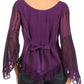 Sakkas Marga Blusa de Mujer con Botones Manga Larga Encaje Liso Sencilla