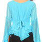 Sakkas Marga Blusa de Mujer con Botones Manga Larga Encaje Liso Sencilla