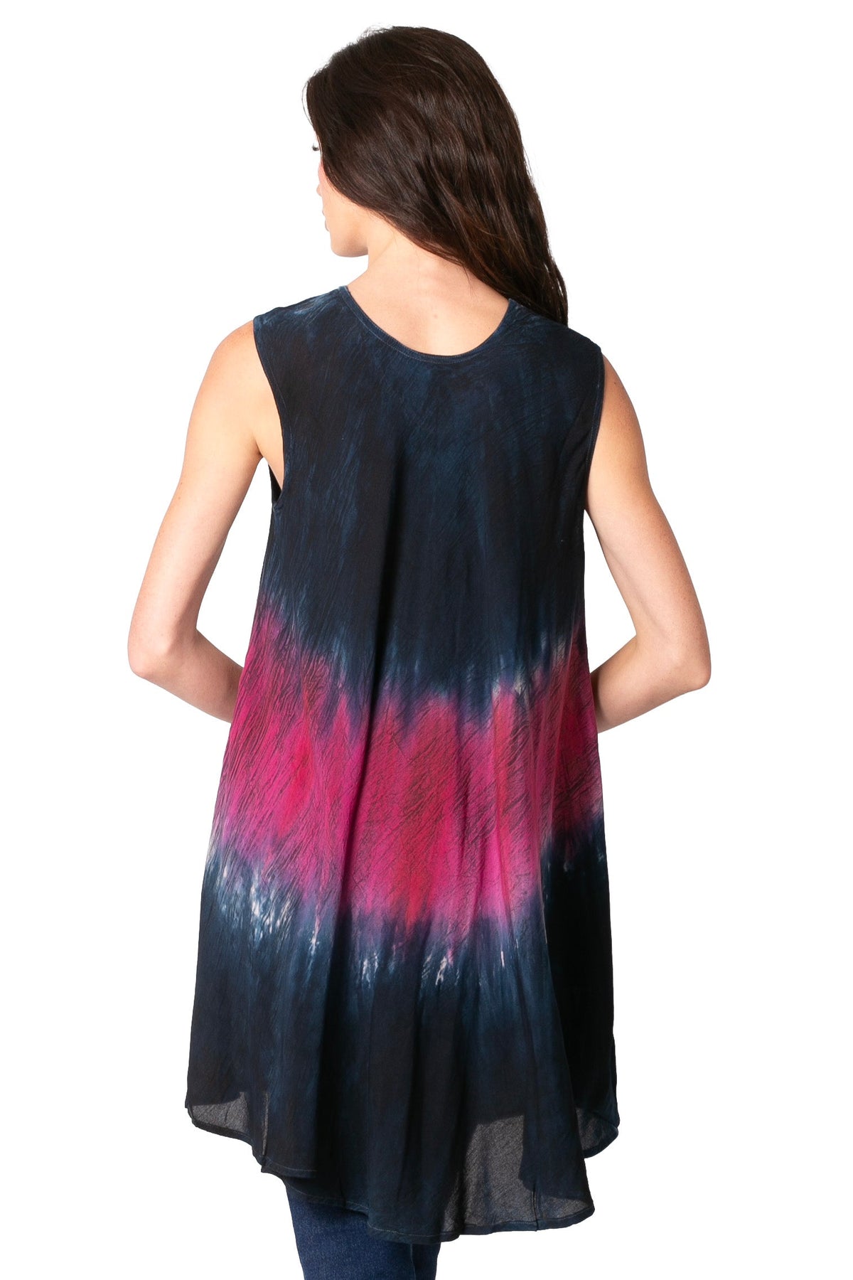 Sakkas Isabela Womens Everyday Summer Sleeveless Tank Top Tie-dye & Block Print