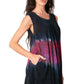 Sakkas Isabela Womens Everyday Summer Sleeveless Tank Top Tie-dye & Block Print