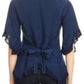 Sakkas Adela Womens 3/4 Sleeve V neck Lace and Embroidery Top Blouse with Ties