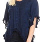 Sakkas Adela Womens 3/4 Sleeve V neck Lace and Embroidery Top Blouse with Ties