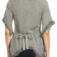 Sakkas Adela Womens 3/4 Sleeve V neck Lace and Embroidery Top Blouse with Ties