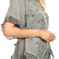 Sakkas Adela Womens 3/4 Sleeve V neck Lace and Embroidery Top Blouse with Ties