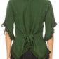 Sakkas Adela Womens 3/4 Sleeve V neck Lace and Embroidery Top Blouse with Ties