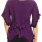 Sakkas Adela Womens 3/4 Sleeve V neck Lace and Embroidery Top Blouse with Ties