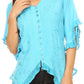 Sakkas Adela Womens 3/4 Sleeve V neck Lace and Embroidery Top Blouse with Ties