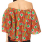 Sakkas Oni Women's Off the Shoulder African Ankara Wax Print Blouse Top Oversize