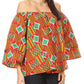 Sakkas Oni Women's Off the Shoulder African Ankara Wax Print Blouse Top Oversize