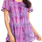 Sakkas Allegra Women's Short Sleeve Loose Fit Casual Tie Dye Blouse Tunic Shirt