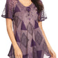 Sakkas Allegra Women's Short Sleeve Loose Fit Casual Tie Dye Blouse Tunic Shirt