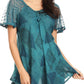 Sakkas Allegra Women's Short Sleeve Loose Fit Casual Tie Dye Blouse Tunic Shirt