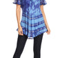 Sakkas Allegra Women's Short Sleeve Loose Fit Casual Tie Dye Blouse Tunic Shirt