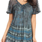 Sakkas Allegra Women's Short Sleeve Loose Fit Casual Tie Dye Blouse Tunic Shirt