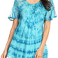 Sakkas Allegra Women's Short Sleeve Loose Fit Casual Tie Dye Blouse Tunic Shirt