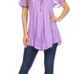 Sakkas Aline Women's Short Sleeve Casual Light Loose Scoop Neck Top Blouse Shirt
