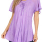 Sakkas Aline Women's Short Sleeve Casual Light Loose Scoop Neck Top Blouse Shirt
