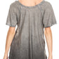 Sakkas Donna Women's Casual Lace Short Sleeve Tie Dye Corset Loose Top Blouse