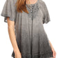 Sakkas Donna Women's Casual Lace Short Sleeve Tie Dye Corset Loose Top Blouse