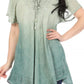Sakkas Donna Women's Casual Lace Short Sleeve Tie Dye Corset Loose Top Blouse