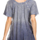 Sakkas Donna Women's Casual Lace Short Sleeve Tie Dye Corset Loose Top Blouse