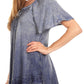 Sakkas Donna Women's Casual Lace Short Sleeve Tie Dye Corset Loose Top Blouse