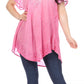 Sakkas Donna Women's Casual Lace Short Sleeve Tie Dye Corset Loose Top Blouse