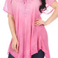 Sakkas Donna Women's Casual Lace Short Sleeve Tie Dye Corset Loose Top Blouse