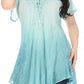 Sakkas Donna Women's Casual Lace Short Sleeve Tie Dye Corset Loose Top Blouse