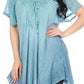 Sakkas Donna Women's Casual Lace Short Sleeve Tie Dye Corset Loose Top Blouse