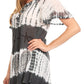 Sakkas Donna Women's Casual Lace Short Sleeve Tie Dye Corset Loose Top Blouse
