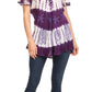 Sakkas Donna Women's Casual Lace Short Sleeve Tie Dye Corset Loose Top Blouse