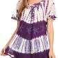 Sakkas Donna Women's Casual Lace Short Sleeve Tie Dye Corset Loose Top Blouse