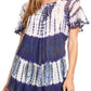 Sakkas Donna Women's Casual Lace Short Sleeve Tie Dye Corset Loose Top Blouse