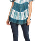 Sakkas Donna Women's Casual Lace Short Sleeve Tie Dye Corset Loose Top Blouse